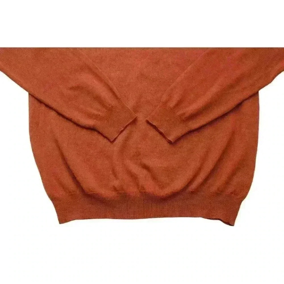 Joseph Abboud Mens Large 100% Extra Fine Merino Wool Burnt Orange V-Neck Sweater - Picture 9 of 9